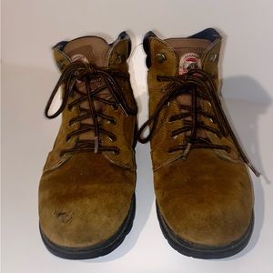 BRAHMA  Mens 9.5 Tan Suede Leather Waterproof Work Safety Steel Toe Ankle Boots